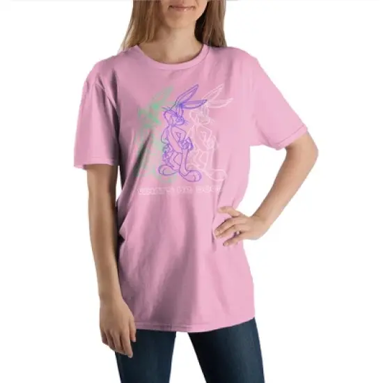 Bugs Bunny Cartoon Character Mens Pink Graphic Tee image {1}