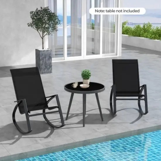 Tangkula 2 PCS Patio Rocking Chairs w/ Ergonomic Backrest Seat Safe Stoppers for Backyard image {1}