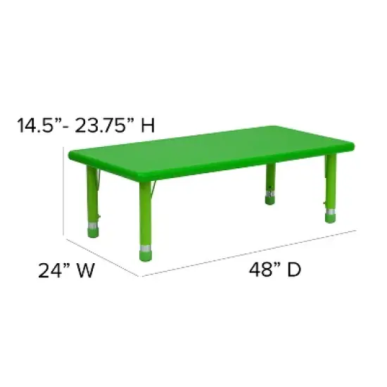 Flash Furniture 24"W x 48"L Rectangular Plastic Height Adjustable Activity Table Set with 6 Chairs image {3}