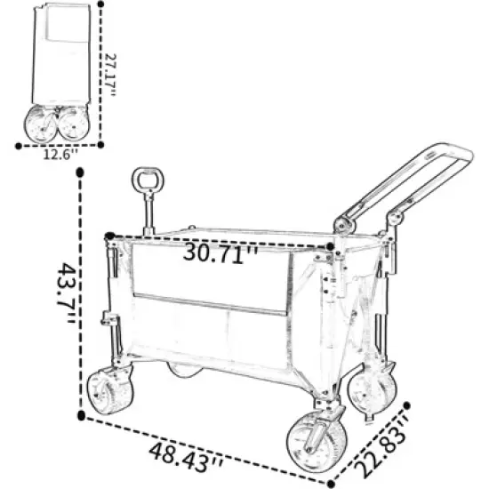 FATMOON Folding Wagon,Portable Large Capacity Collapsible with Adjustable Handles,All-Terrain 360&deg; Wheels for Camping,Beach,Shopping image {2}