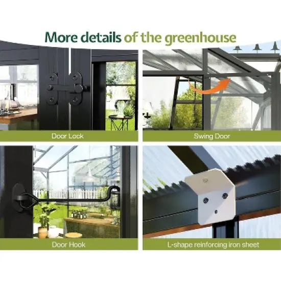 AMERLIFE 12x10x8 FT Greenhouse with Quick-Connect Frame, 2 Vents, Swing Doors, Walk-in, Black image {3}