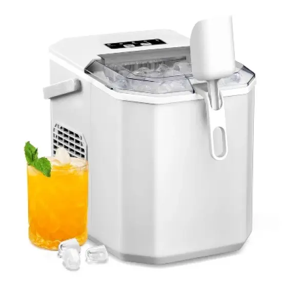 ZAFRO Ice Maker Countertop with Handle, Self-Cleaning Ice Machine, 35Lbs per Day, Chewable&Soft Ice Cubes, with Ice Basket/Ice Scoop image {8}