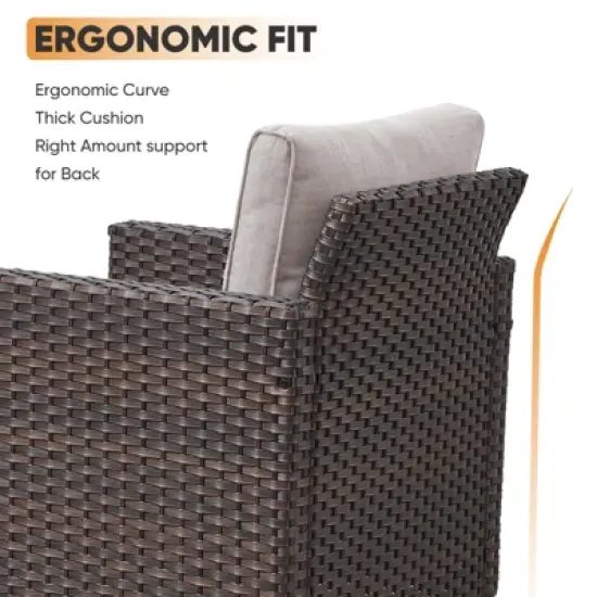 Buenhomino Patio Wicker Furniture Set with Fire Pit Table, PE Rattan Swivel Patio Chairs with Propane Fire Pit Table, 5PCS Patio Conversation Set image {9}