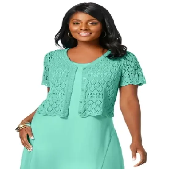 Jessica London Women&rsquo;s Plus Size Crochet Shrug image {6}