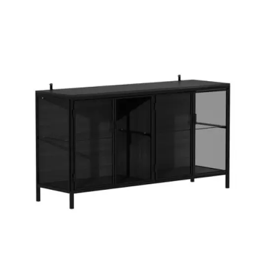 Famapy Black Tempered Glass Display Cabinet Illuminating Your Home with Style and Function image {10}