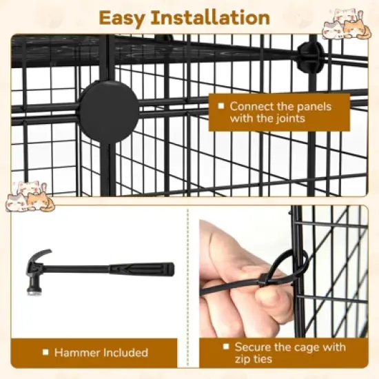 Costway 4 Tier Cube Cat Cage with Comfy Hammock, 3 Ladders, 4 Doors & 1 Sky Window image {7}