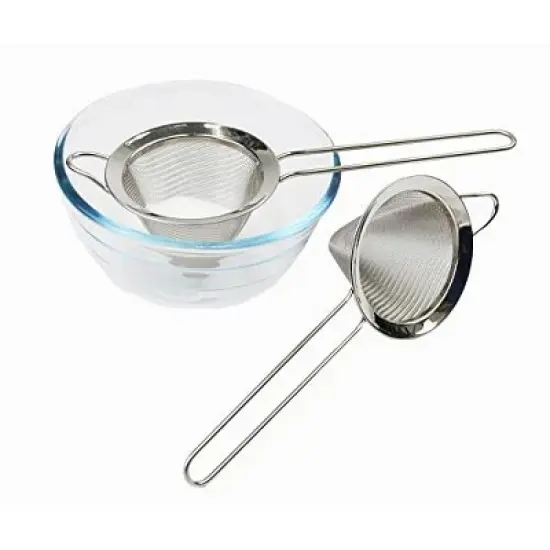 SAMMART Stainless Steel Mesh Strainer with Straight Handle - Conical Sieve Strainer (Set of 2) image {4}