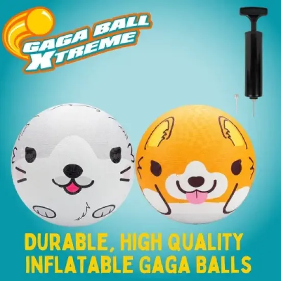 SCS Direct Gaga Pet Themed Playground Balls (8.5 inches) w Air Pump- Durable Rubber Pack for Recess Dodgeball, Kickball - Fun Spring Outdoor Toy image {1}