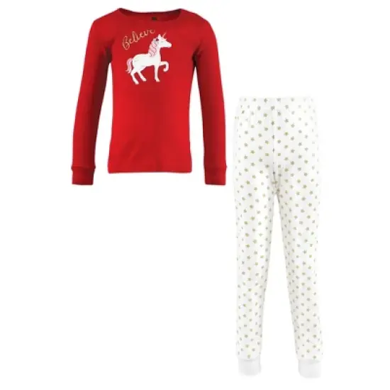 Hudson Baby Infant Girl Cotton Pajama Set, Christmas Unicorn image {4}