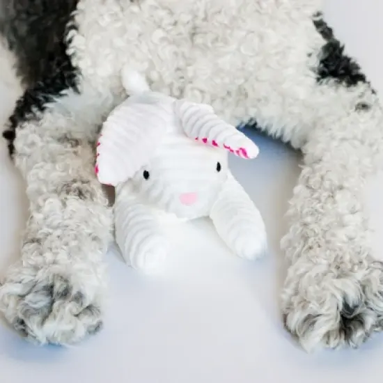 Midlee Stripe Ears White Easter Rabbit Dog Toy image {1}