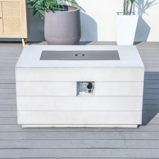 Moda Furnishings 23.8'' H x 42.5'' W Magnesium Oxide Propane Outdoor Fire Pit Table with Lid image {2}