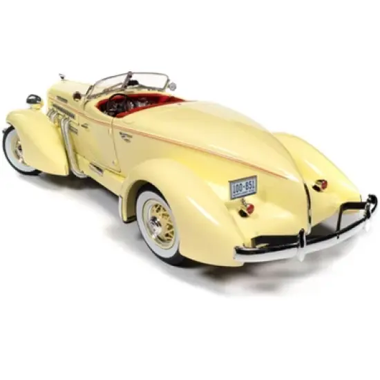 1935 Auburn 851 Speedster Cream with Red Interior 1/18 Diecast Model Car by Auto World image {4}