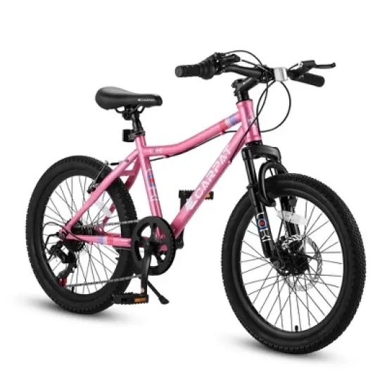 20inch Kids Bike For 8-12 Years Kids, 14 Inch Height Carbon Steel Frame Mountain Bikes With 7-Speed Rear Derailleur, Dual Disc Brakes Suspension Fork image {10}