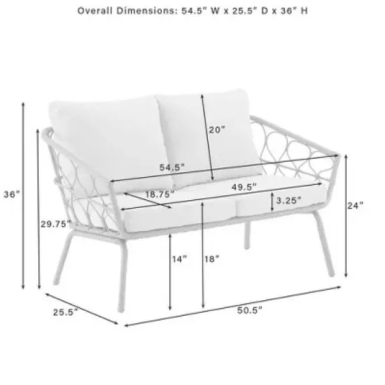 Juniper 2pc Outdoor Wicker Conversation Set with Loveseat & Coffee Table - Cream/Natural - Crosley image {12}