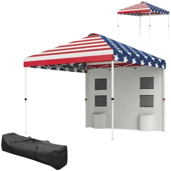 Outsunny 10' x 10' Pop Up Canopy Tent with Sidewall, UPF50+ Instant Sun Shelter with Storage Pockets, Height Adjustable image {3}