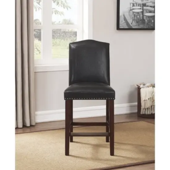 Carteret Brown Leather Counter Stool in Espresso - Comfort Pointe  image {3}