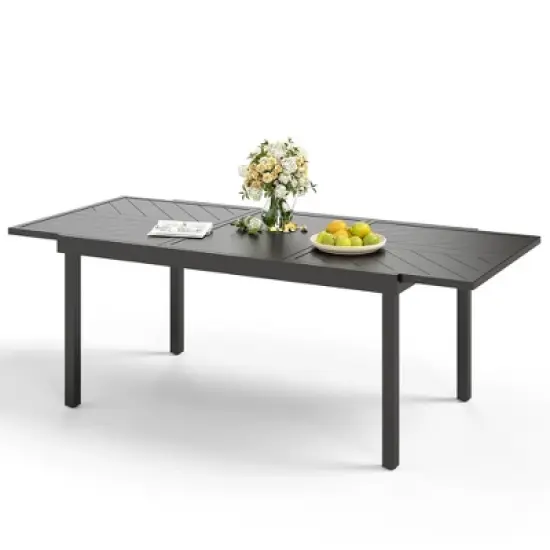 Captiva Designs 1pc Outdoor Patio Dining Spacious Rectangle Black Metal Table with Steel Frame image {18}