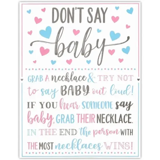 Sparkle and Bash Don't Say Baby Easel Sign, Baby Shower Games for Gender Reveal Favors, Decorations, 1 Sign and 36 Pink Beaded Necklaces image {4}