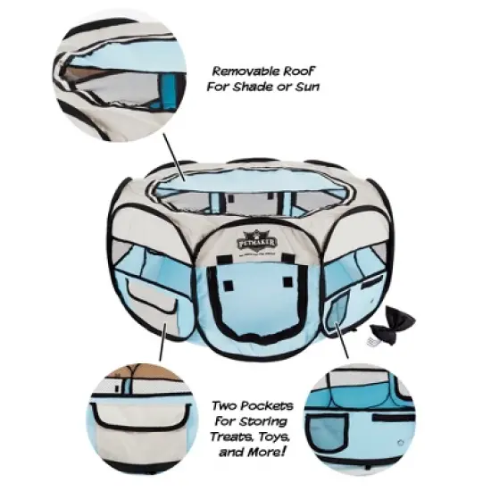 Pet Adobe 33x15 Pop-Up Pet Playpen, Blue image {3}