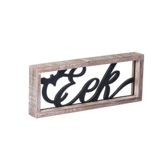 Transpac 14.17 in Multicolor Halloween Eek with Natural Frame Decorative Object Fir Wood image {1}