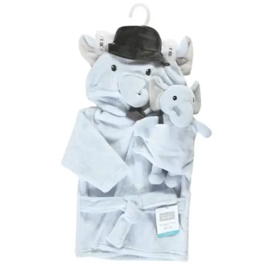 Hudson Baby Infant Boy Plush Bathrobe and Toy Set, Bowtie Elephant, One Size image {1}