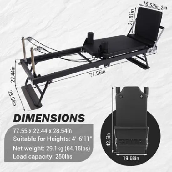 COZONY Pilates Reformer Machine with Wheels, Adjustable Headrest & Armrests, 2 Resistance Band Sets,  300 lb Capacity image {1}
