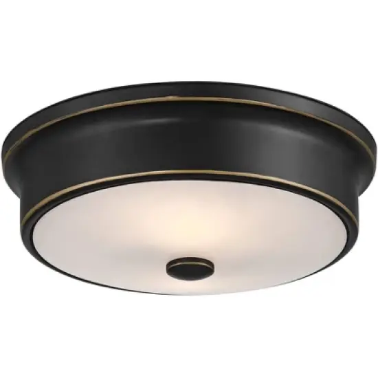 John Timberland Aabria 11 3/4" Wide High Modern Outdoor Flush-Mount Light Fixture Ceilng Porch House Weatherproof Matte Black Metal Glass Shade image {7}