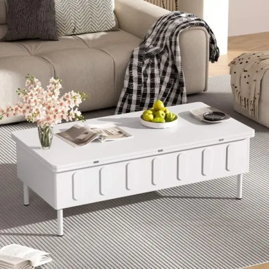 ORRD Lift-Top Coffee Table with 2 Drawers & Hidden Storage, Modern Adjustable Center Table with Folding Top for Living Room, Space-Saving Design image {5}