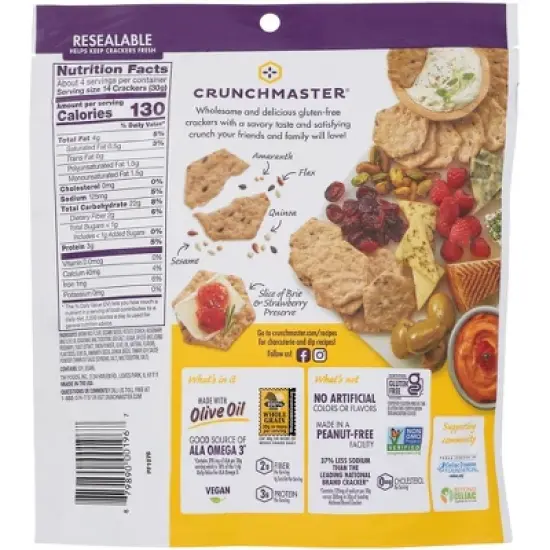 Crunchmaster Multi-Seed Rosemary & Olive Oil Crackers - Case of 12/4 oz image {2}