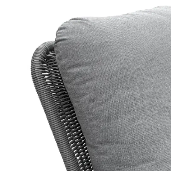 FIONECA Modern 3-Piece Outdoor Seating Set with 2 Gray Cushioned PE Rattan Rocking Chairs & Wooden Accent Table for Patio/Balcony image {7}