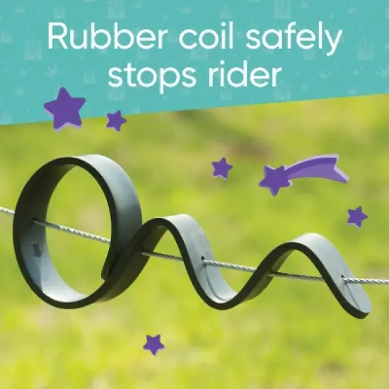 HearthSong 150-Foot Stainless Steel Blue Backyard Zipline Kit with Adjustable Seat, Non-Slip Handles, and Rubber Stopper image {5}