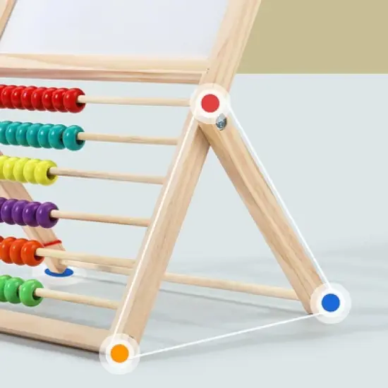 2-in-1 Kids Wooden Art Easel with Abacus  Foldable Montessori Learning Toy for Toddlers, Educational Drawing Board with Colorful Counting Beads image {4}