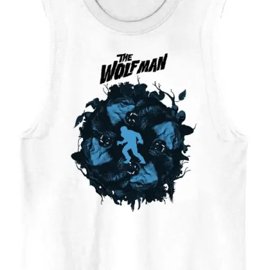 Universal Monsters Wolfman Forest Crew Neck Sleeveless White Men's Tank Top image {1}