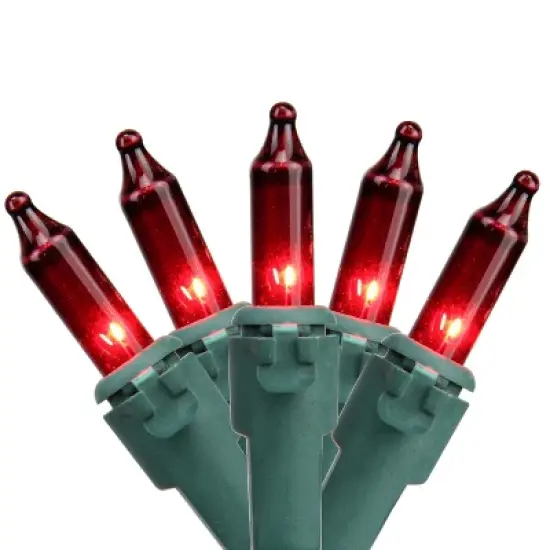 Northlight Mini Incandescent Christmas Lights - Red - 20.25' Green Wire - 100ct image {1}