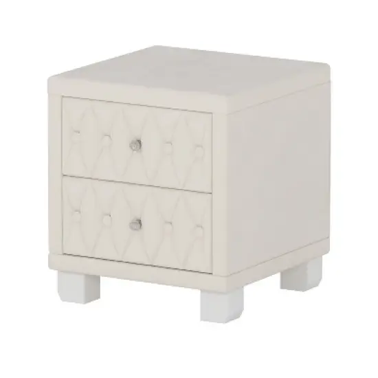 Kumasinova Velvet Modern Nightstand with Crystal Knobs,Night Stand with Drawers,Bedside Table with Button-Tufted,Nightstands for Bedroom image {3}