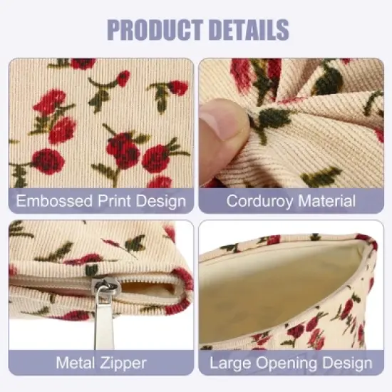 Unique Bargains Women's Floral Zipper Flower Makeup Bags and Organizers 1 Pc image {5}