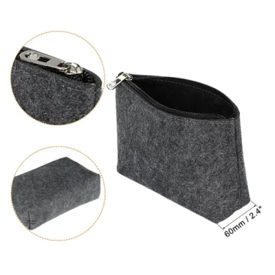 Unique Bargains  Office Felt Zippered Stationery Storage Pencil Bag Pen Case 2 Pcs image {3}