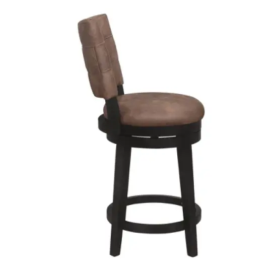 26" Kaede Wood and Upholstered Swivel Counter Height Barstool Black/Chestnut - Hillsdale Furniture image {4}