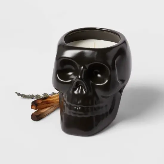 38oz XL Ceramic Skull Figural Candle Black - Threshold&trade; image {2}