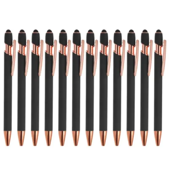 Unique Bargains Metal Black Ink Medium Screen-touching Tip Ballpoint Pen Style 2 12 Pcs image {7}