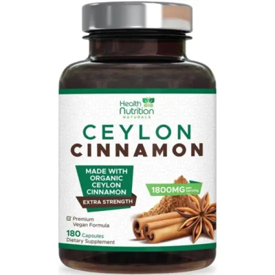 Pure Cinnamon Capsules, True Sri Lanka Certified Organic Ceylon Cinnamon Pills - 120 Capsules;180 capsules image {10}