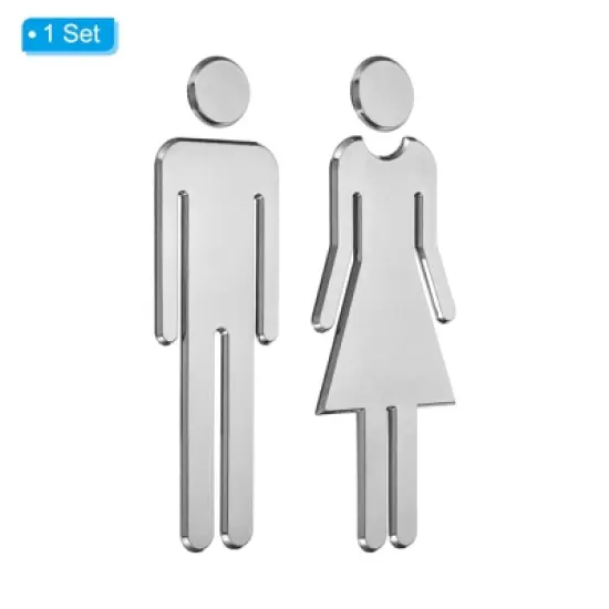 Unique Bargains Self-Adhesive Decor Office Business Men Women Restroom Sign 1 Pair image {2}