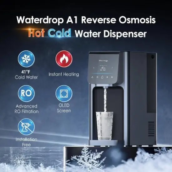 Waterdrop A1 Countertop Reverse Osmosis System, 6 Temperature Settings Hot Cold & Room Water Dispenser, Extra A1-CF Replacement Filter image {1}