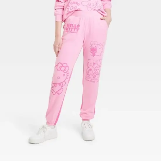 Women's Sanrio Hello Kitty Two-Tone Graphic Jogger Pants - Pink image {3}