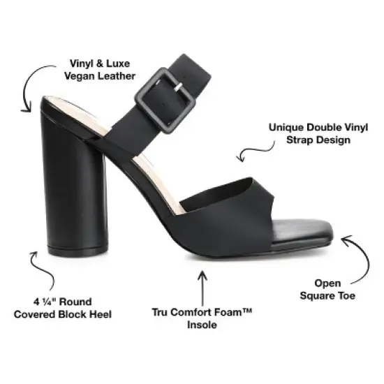 Journee Collection Womens Luca Tru Comfort Foam Open Square Toe Block Heel Sandals image {7}