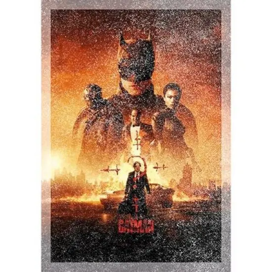 The Batman Movie Poster Ladies Cropped Black Graphic Tee image {1}