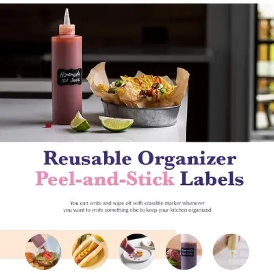 6-Pack 4oz Condiment Squeeze Bottles &ndash; Durable Plastic with Funnel, Erasable Marker & Reusable Labels &ndash; Perfect for Sauces, Dressings & More image {4}