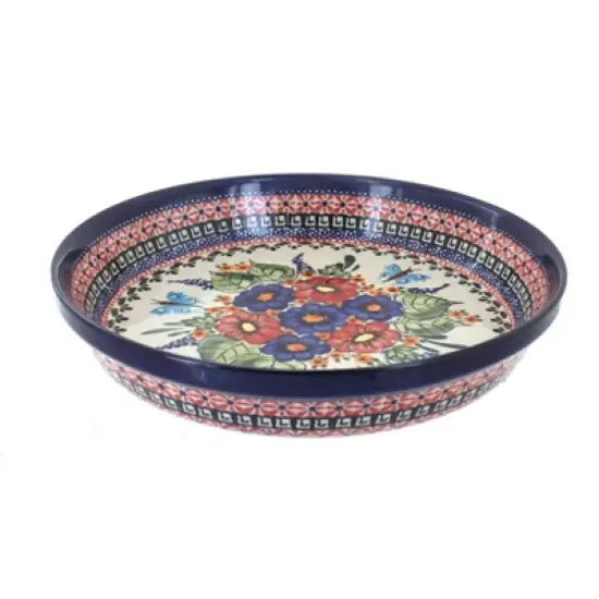 Blue Rose Polish Pottery 879 Zaklady Pie Plate image {5}