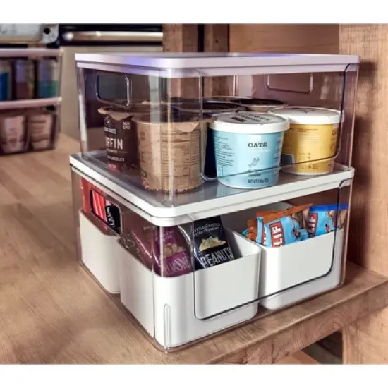 Rosanna Pansino x iDesign Recycled Plastic Open Front Kitchen Storage Bin with Lid, Clear Bin/Marshmallow Lid, 12" x 12" x 6" image {5}