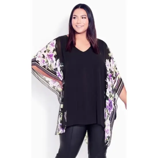 Women's Plus Size Bella Border Overlay Top  - Ultra Violet Border | AVE STUDIO image {8}